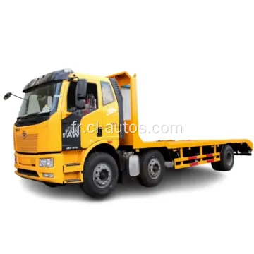 FAW 6x2 8 roues camion de lit plat avec échelle de montée arrière pour excavateur de bulldozer